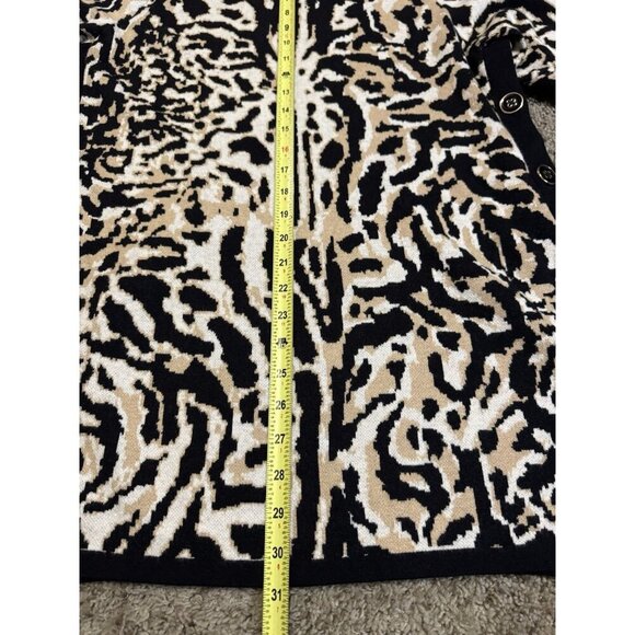 CHICOS Tipped Mock Neck Tunic Leopard Print Cotton Cashmere Blend Bohoglam LARGE - Picture 8 of 8